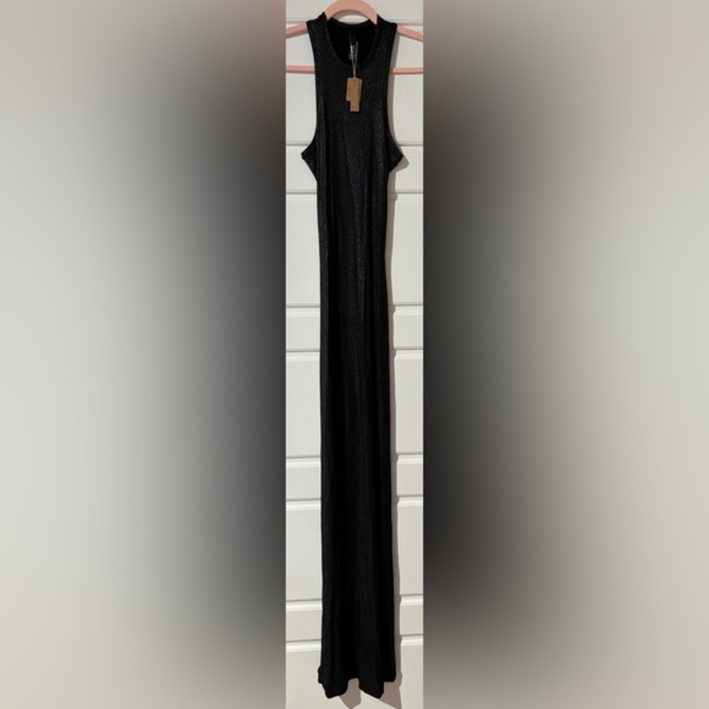 NWT • SMALL • SKIMS • SOFT LOUNGE SHIMMER RACERBACK MAXI DRESS • ONYX FOIL